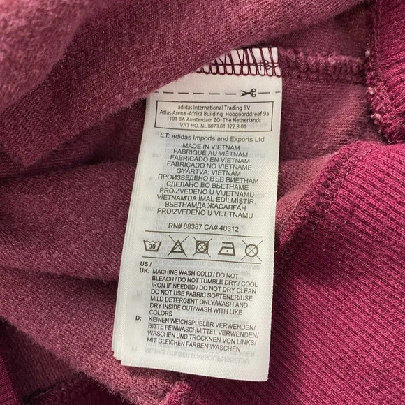 Adidas Originals Hoodie Sweatshirt Cropped Velour Purple Red Size US Small - Picture 12 of 12